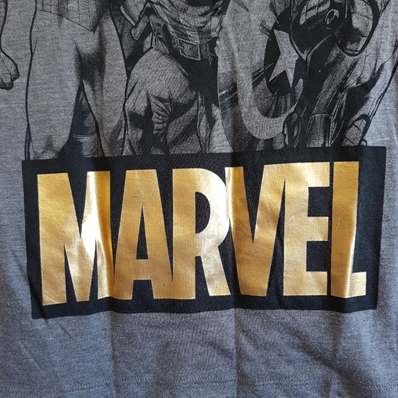 Gold Marvel print tee, Avengers Spiderman t-shirt - Picture 3 of 5